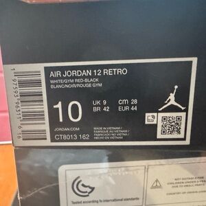 Jordan 12 Retro in White, Black, and Red